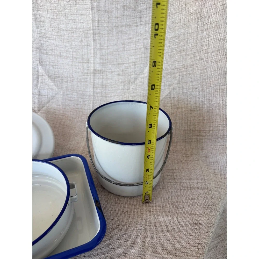 Kockums Enamelware Set Unisex OS White Good Vintage Swedish Kitchen Decor 4pc